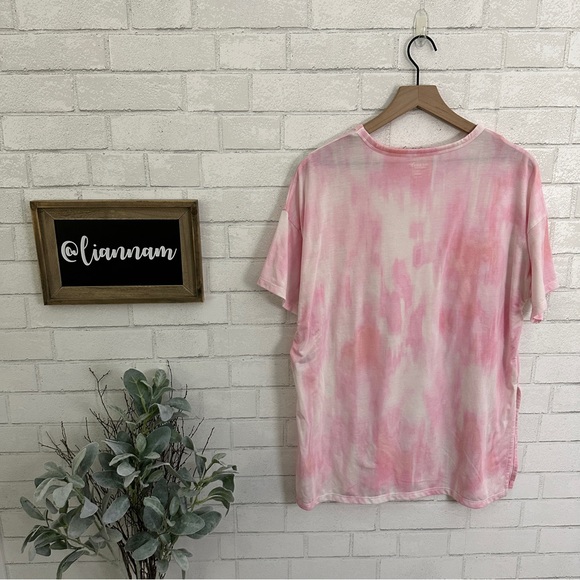 OLD NAVY Active Pink Tie Dye Drop Shoulder Tunic Tee - Picture 7 of 10